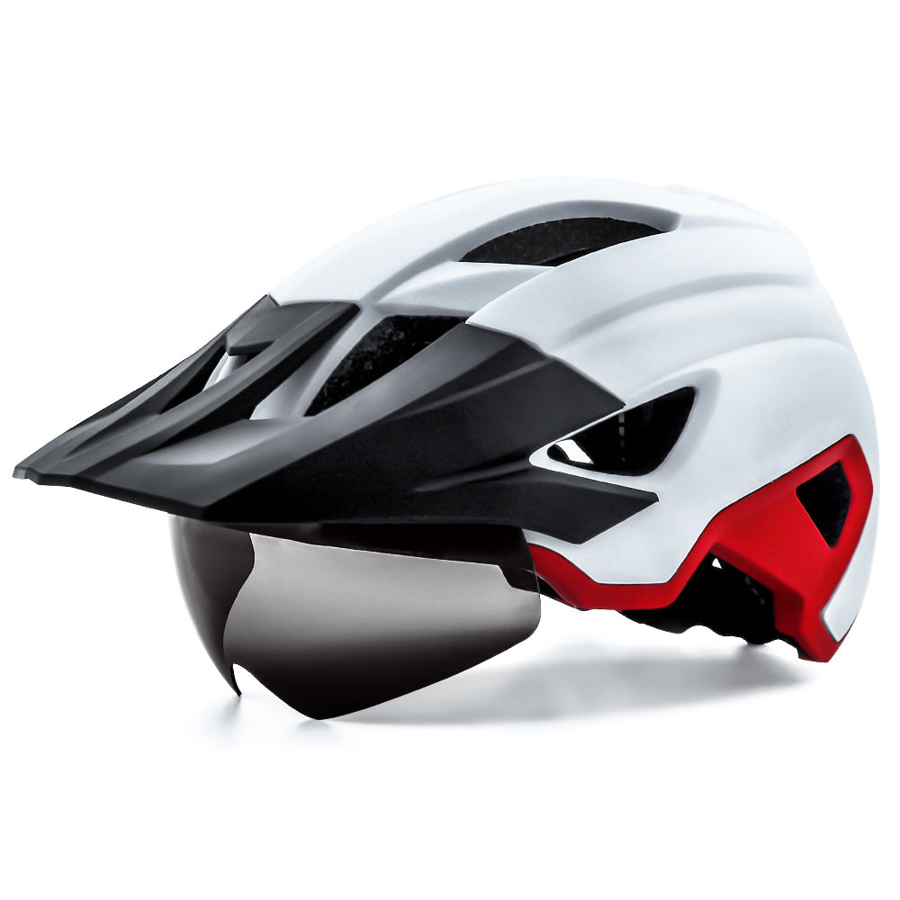 UWALK A030G Bicycle Helmet with detachable brim & USB charging taillight & Magnetic len for Adult